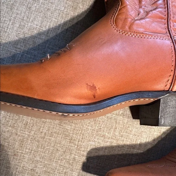 Capezio Women’s Leather Western Ankle Boots Size 8 B Cognac Tan Pointed Toe - Picture 7 of 11